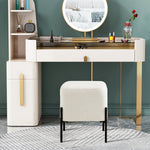Load image into Gallery viewer, White Cube-Shaped Boucle Stool #100051

