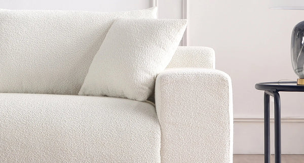 113" Wide Sectional sofa, Modern Boucle Fabric L-Shaped Sofa, 2 Pieces Modular with Left Facing Chaise and 2 Pillows (White) #030005 Get set style furniture