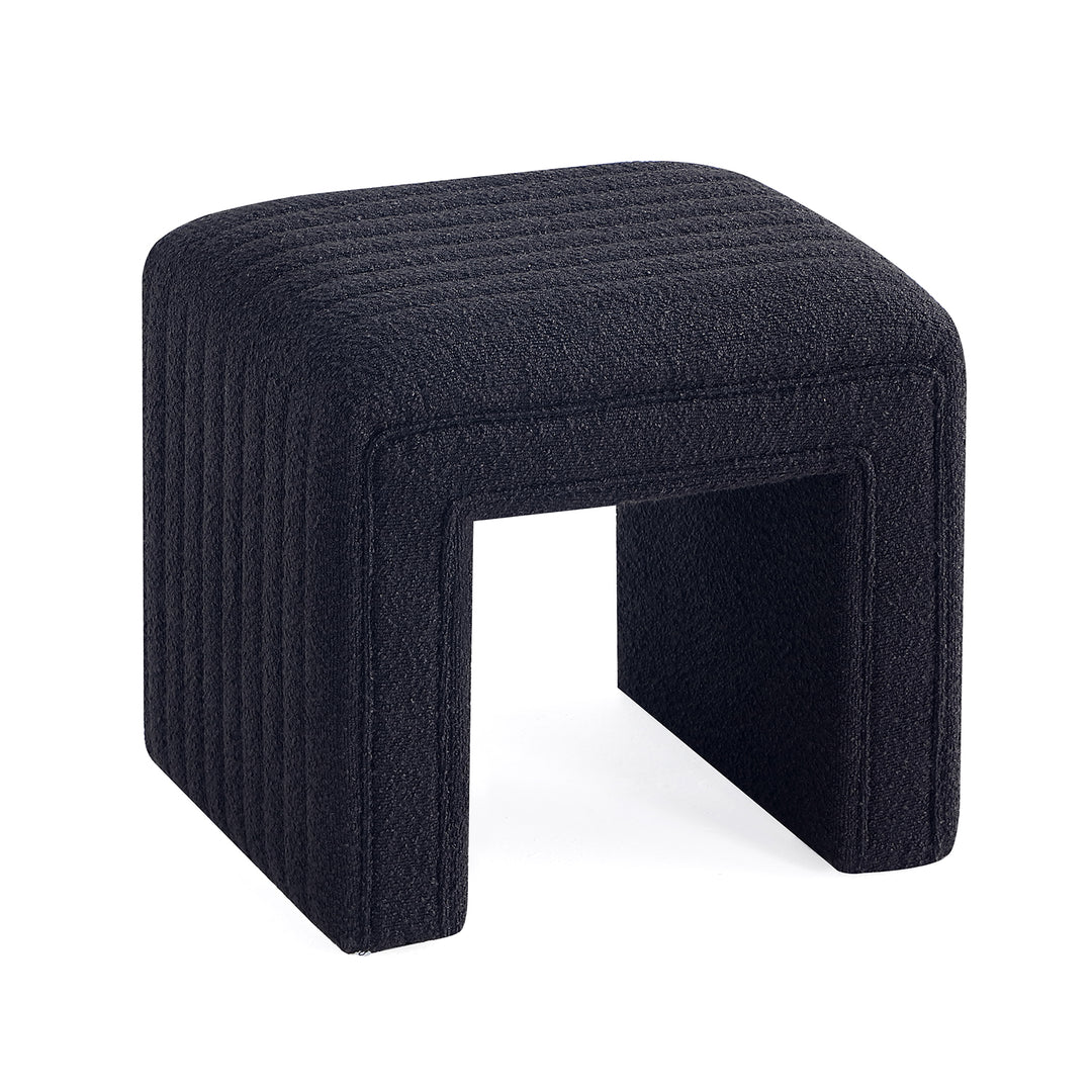 Black U Shaped Boucle Ottoman #100044