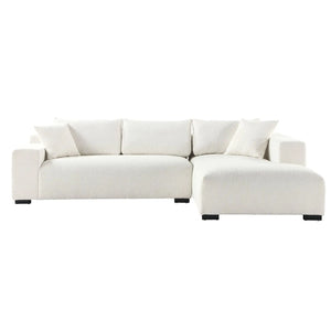 113" Wide Sectional sofa, Modern Boucle Fabric L-Shaped Sofa, 2 Pieces Modular with Right Facing Chaise and 2 Pillows (White) #040005 Get Set Style Furniture