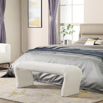 Load image into Gallery viewer, White Curved Boucle Ottoman Bench #900002
