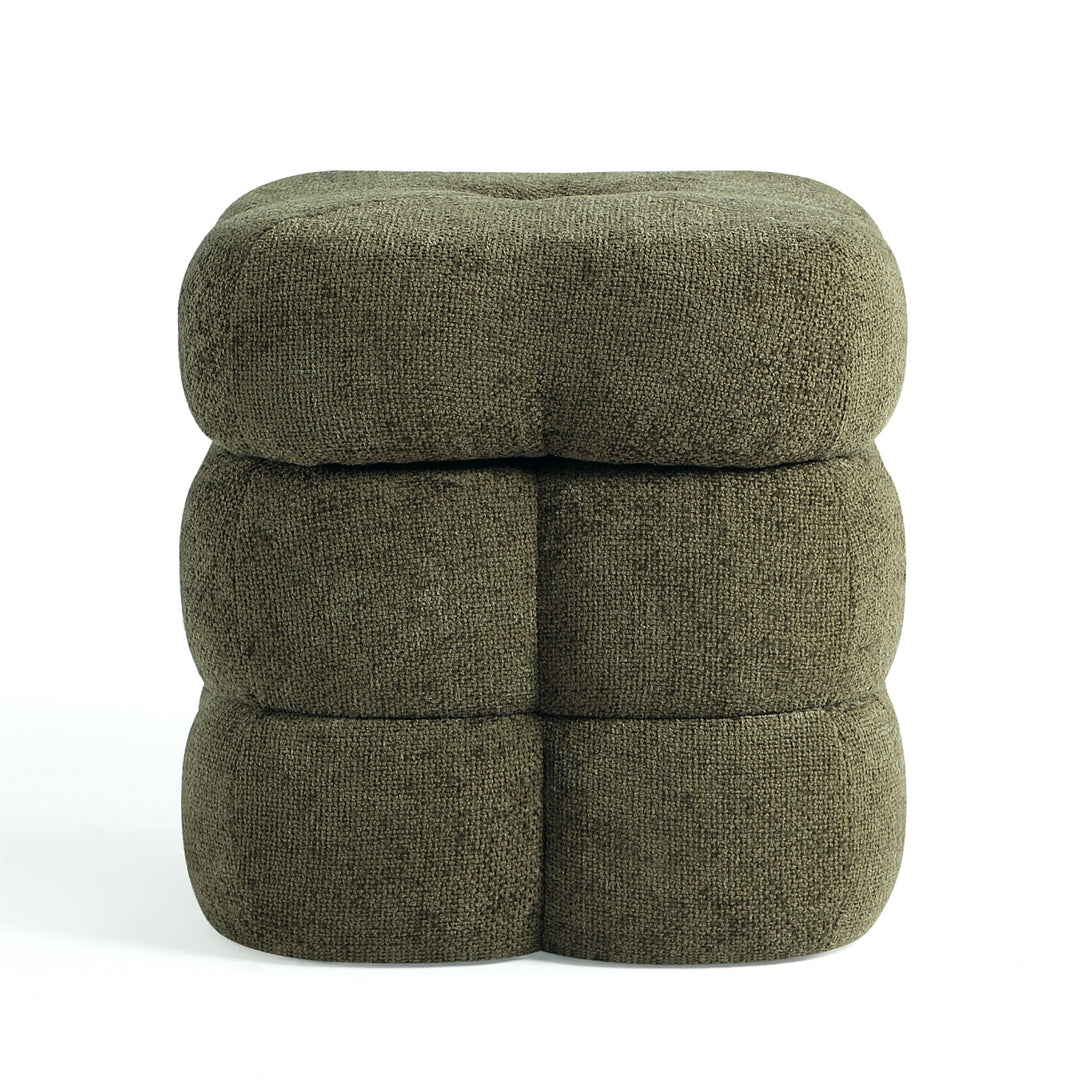 Flower Ottoman with Rotating Base,17.5in Accent Vanity Stool Multi-Functional Lounge Footrest or Extra Seating (Green) #100305
