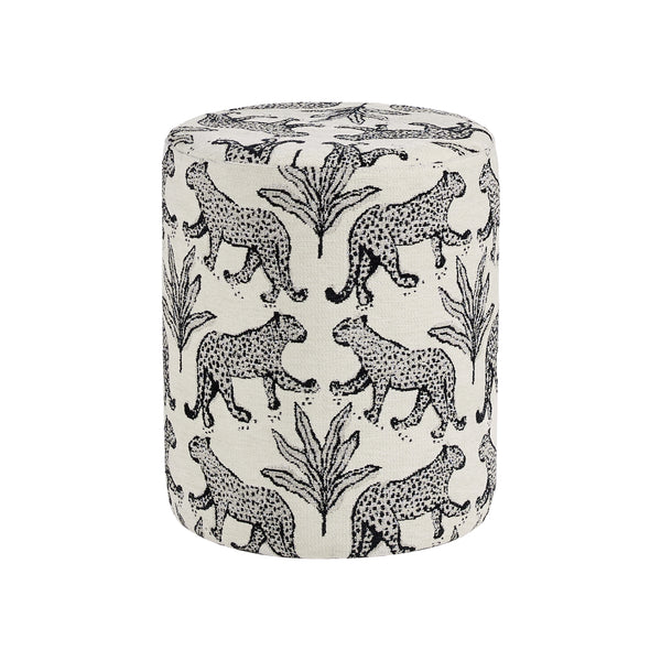 The Leopard Jacquard Ottoman  ( Beige Jacquared ) Get Set Style Furniture