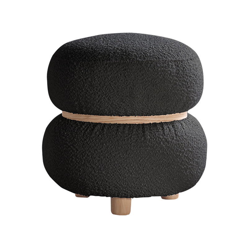 Black Pebble Round Ottoman 