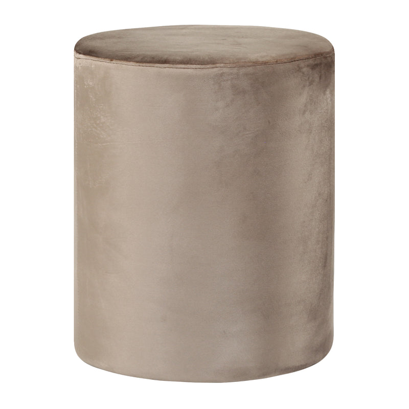 Beige Velvet Round Ottoman 