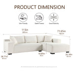 Load image into Gallery viewer, 113" Wide Sectional sofa, Modern Boucle Fabric L-Shaped Sofa Couch Bed, 2 Pieces Modular Sectional Couch with Right Facing Chaise and 2 Pillows (White)