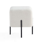 Load image into Gallery viewer, Ivory Cube-Shaped Boucle Stool #100041

