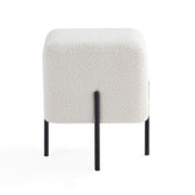 Everest Ivory Cube Shaped Boucle White Stool
