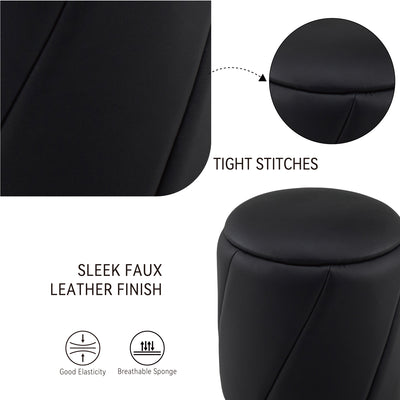 Black Faux Leather Storage Ottoman #100151
