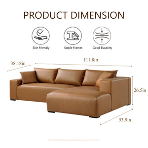 Aurelia 113" L-Shaped Leather Sectional - Right Get Set Style Furniture