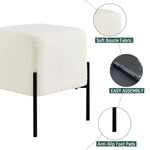 Load image into Gallery viewer, White Cube-Shaped Boucle Stool #100051
