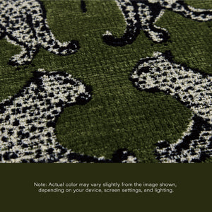 The Leopard Jacquard Ottoman ( Olive Green Jacquared ) Get Set Style Furniture