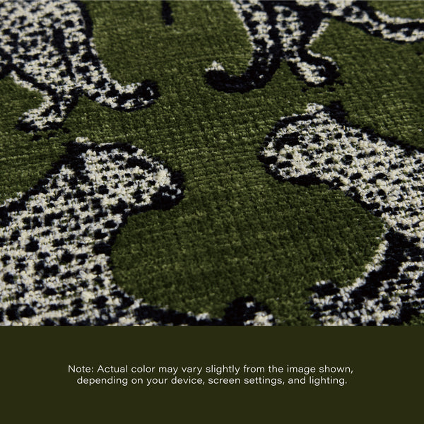 The Leopard Jacquard Ottoman ( Olive Green Jacquared ) Get Set Style Furniture