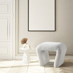 Load image into Gallery viewer, White Curved Boucle Ottoman
