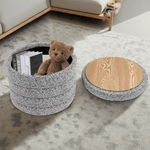Load image into Gallery viewer, Beige Chenille Round Ottoman With Storage #100136
