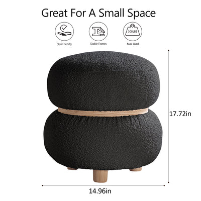 Black Pebble Round Ottoman #100048