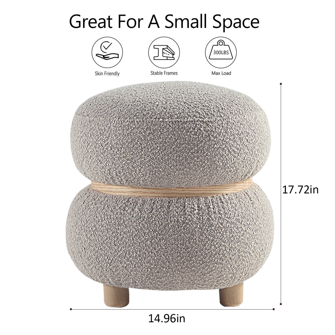 Khaki Pebble Round Ottoman #100047