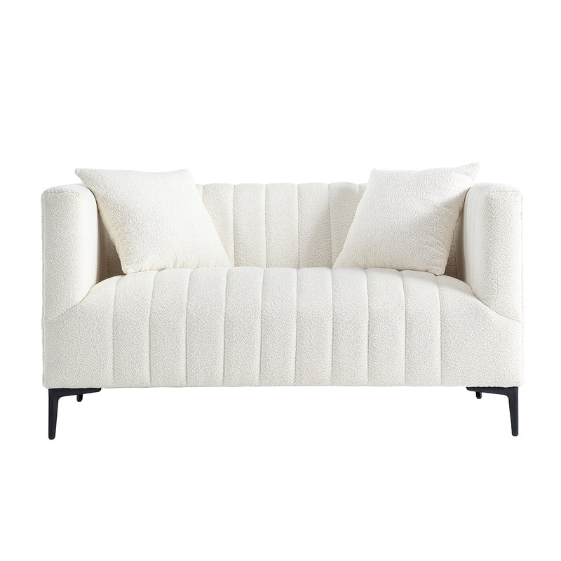 White Tufted Sofa 2 Seats 