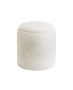 Load image into Gallery viewer, White Sherpa Round Ottoman With Storage #100127
