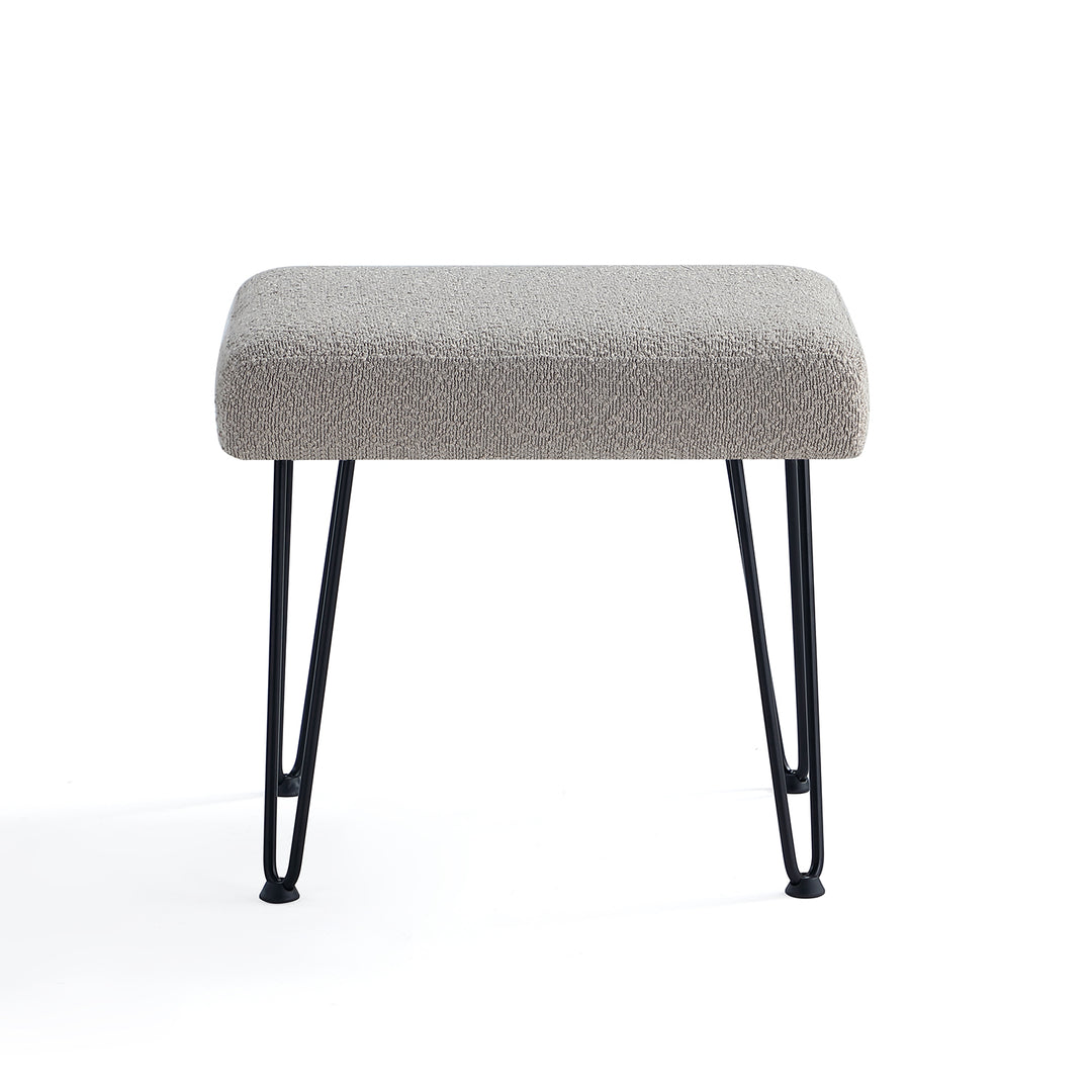 Khaki Boucle Vanity Stool #100038