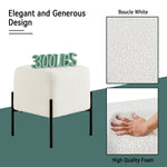 Load image into Gallery viewer, White Cube-Shaped Boucle Stool #100051
