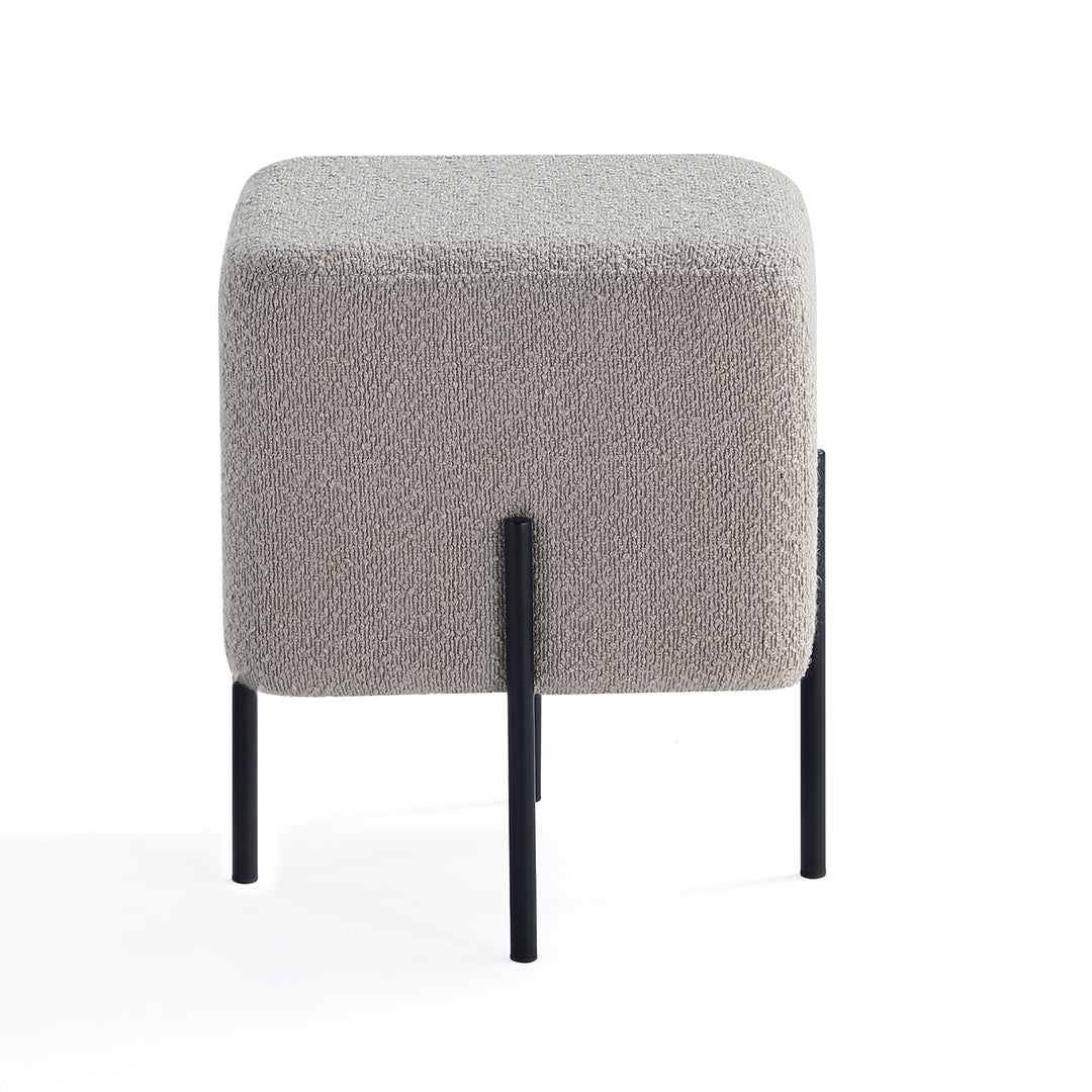 Khaki Cube-Shaped Boucle Stool #100042