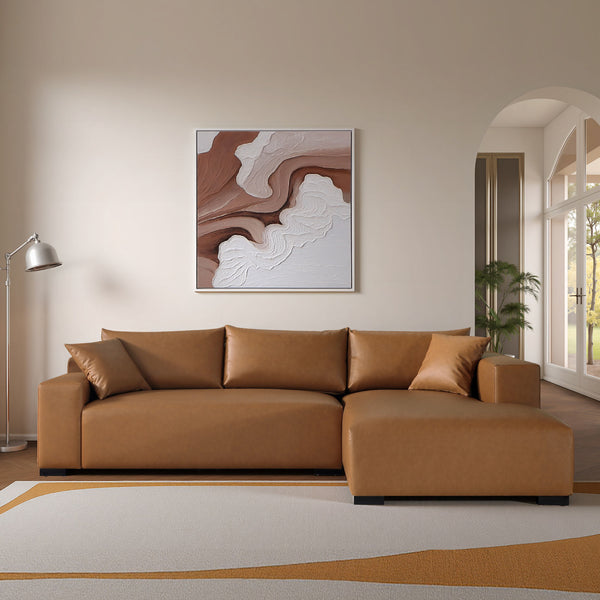 Aurelia 113" L-Shaped Leather Sectional - Right Get Set Style Furniture