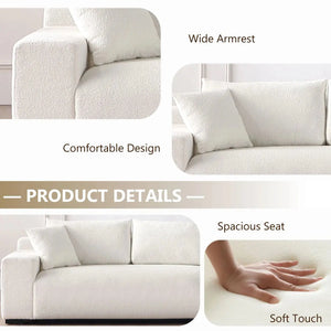 113" Wide Sectional sofa, Modern Boucle Fabric L-Shaped Sofa, 2 Pieces Modular with Right Facing Chaise and 2 Pillows (White) #040005 Get Set Style Furniture