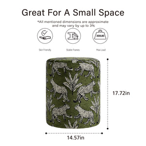 The Leopard Jacquard Ottoman ( Olive Green Jacquared ) Get Set Style Furniture