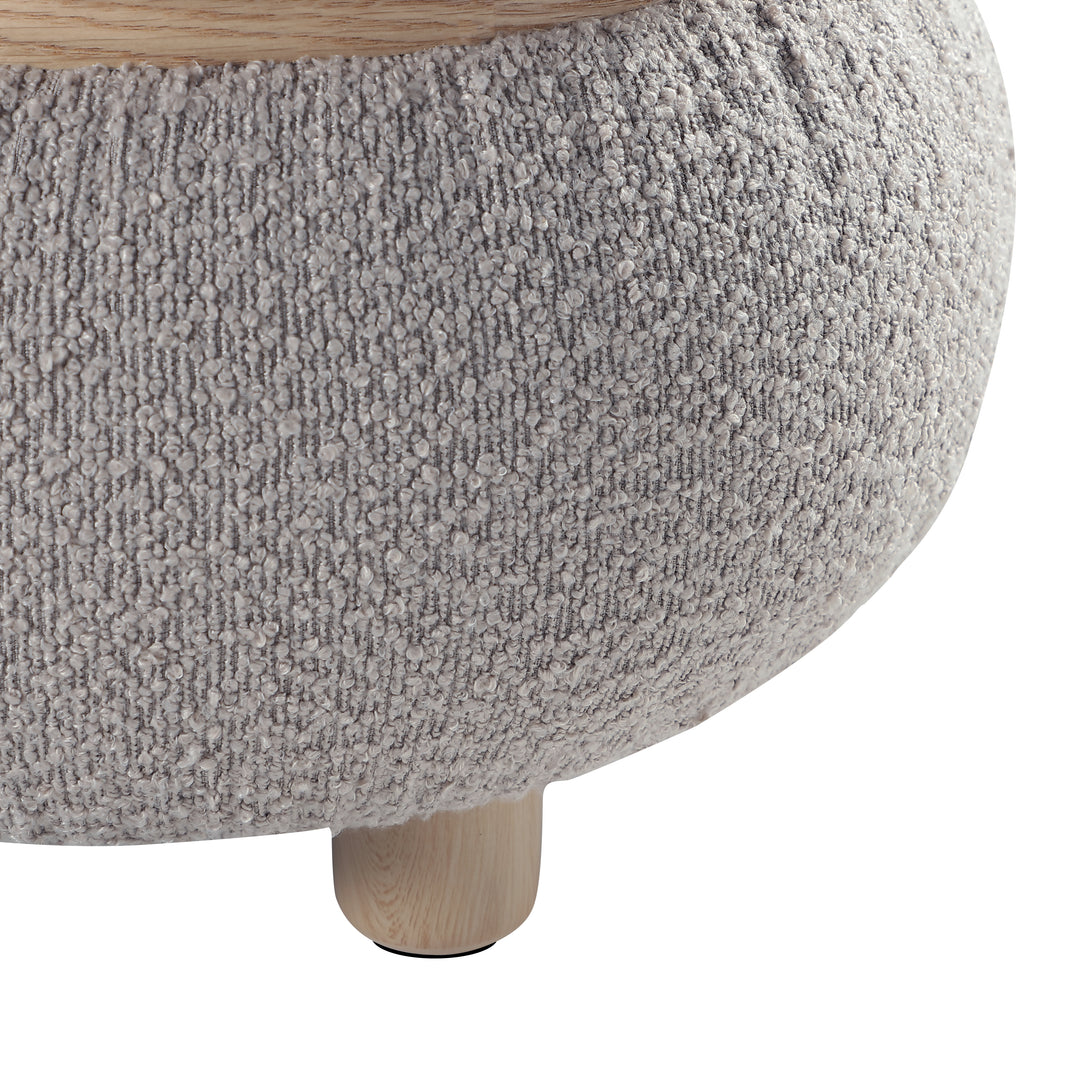 Khaki Pebble Round Ottoman #100047