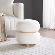 White Pebble Round Ottoman #100046