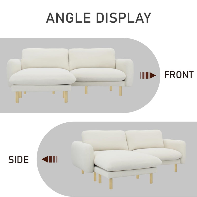 Off White Modern L Shape Sectional Sofa 