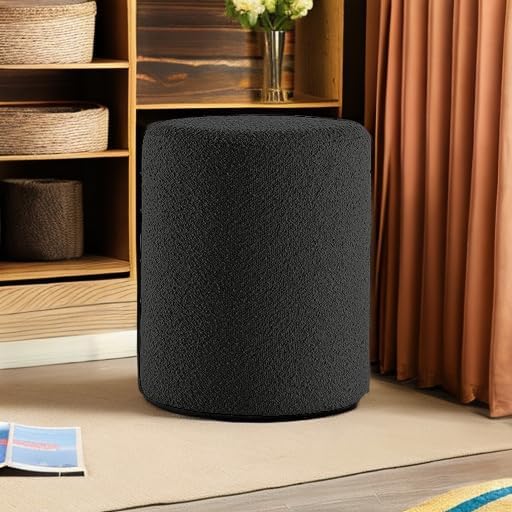 Paulo  Round Boucle Ottoman with Comfy Padded Seat