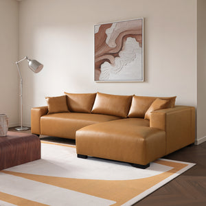 Aurelia 113" L-Shaped Leather Sectional - Right Get Set Style Furniture