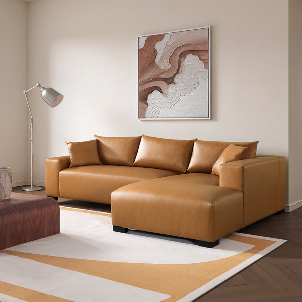 Aurelia 113" L-Shaped Leather Sectional - Right Get Set Style Furniture