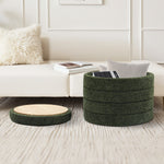 Load image into Gallery viewer, Green Chenille Round Ottoman With Storage #100138
