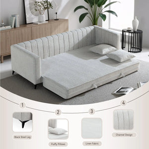 Luxora 84.6" Convertible Sleeper Sofa Bed, 2-in-1 Folding Sofa Bed with 2 Pillow (Gray) #030022 Get Set Style Furniture