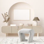 Load image into Gallery viewer, White Curved Boucle Ottoman
