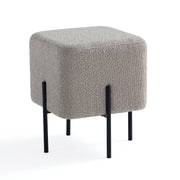 Khaki Cube-Shaped Boucle Stool #100042