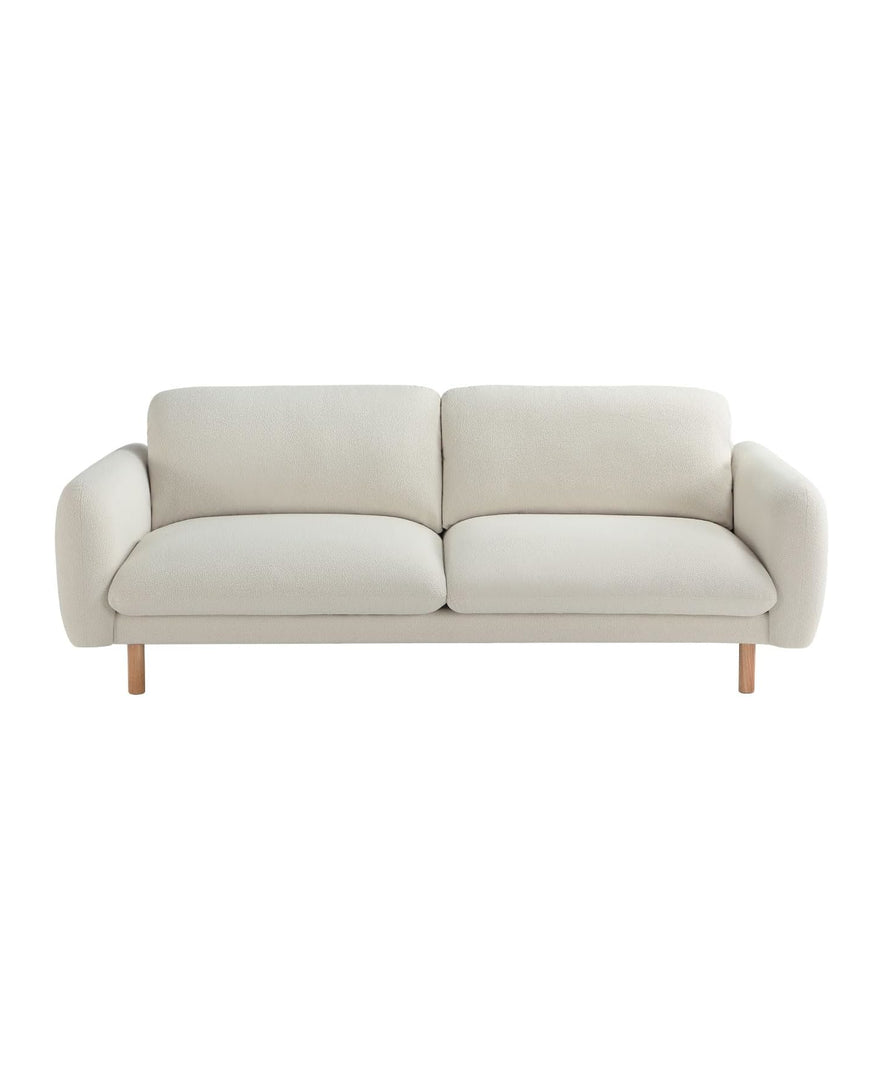 Off White 86" Wide Mid Century Modern Upholstered Sofa with Comfort Cushions