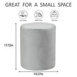 Load image into Gallery viewer, Light Grey Velvet Round Ottoman #100142
