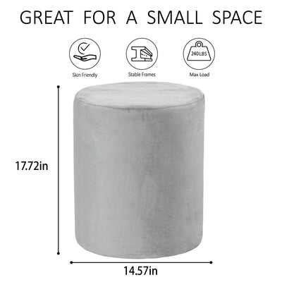 Light Grey Velvet Round Ottoman #100142