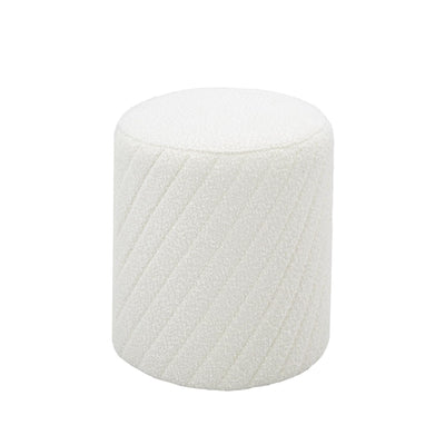 White Textured Boucle Ottoman #100147