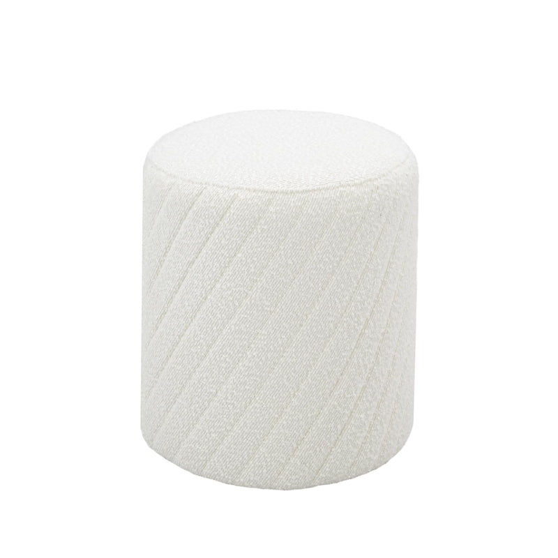 White Textured Boucle Ottoman 