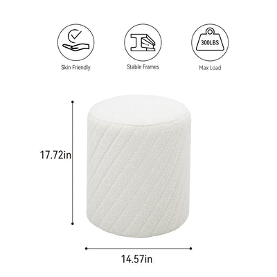 White Textured Boucle Ottoman #100147