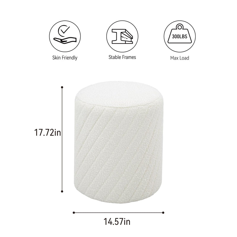 White Textured Boucle Ottoman 