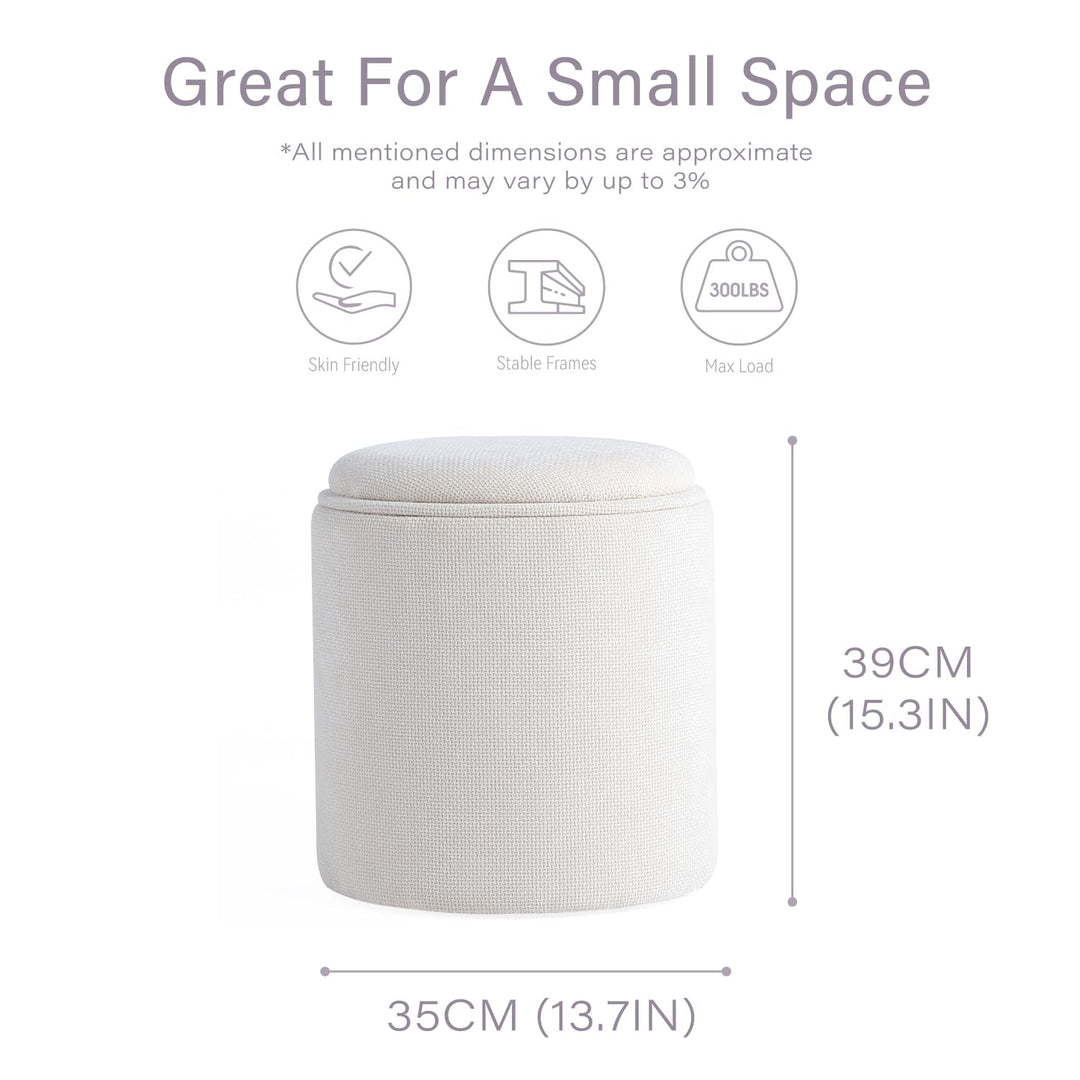 Beige Round Ottoman With Storage #100188