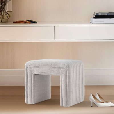 Beige U Shaped Boucle Ottoman #100094