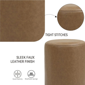 Brown Round Leather Ottoman #100146 Get Set Style Furniture