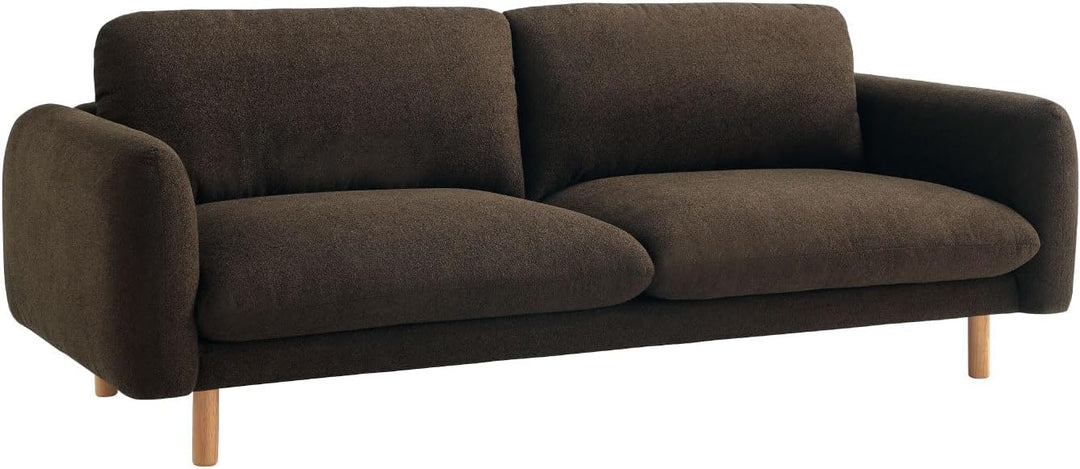 Chocolate 86" Wide Mid Century Modern Upholstered Sofa with Comfort Cushions
